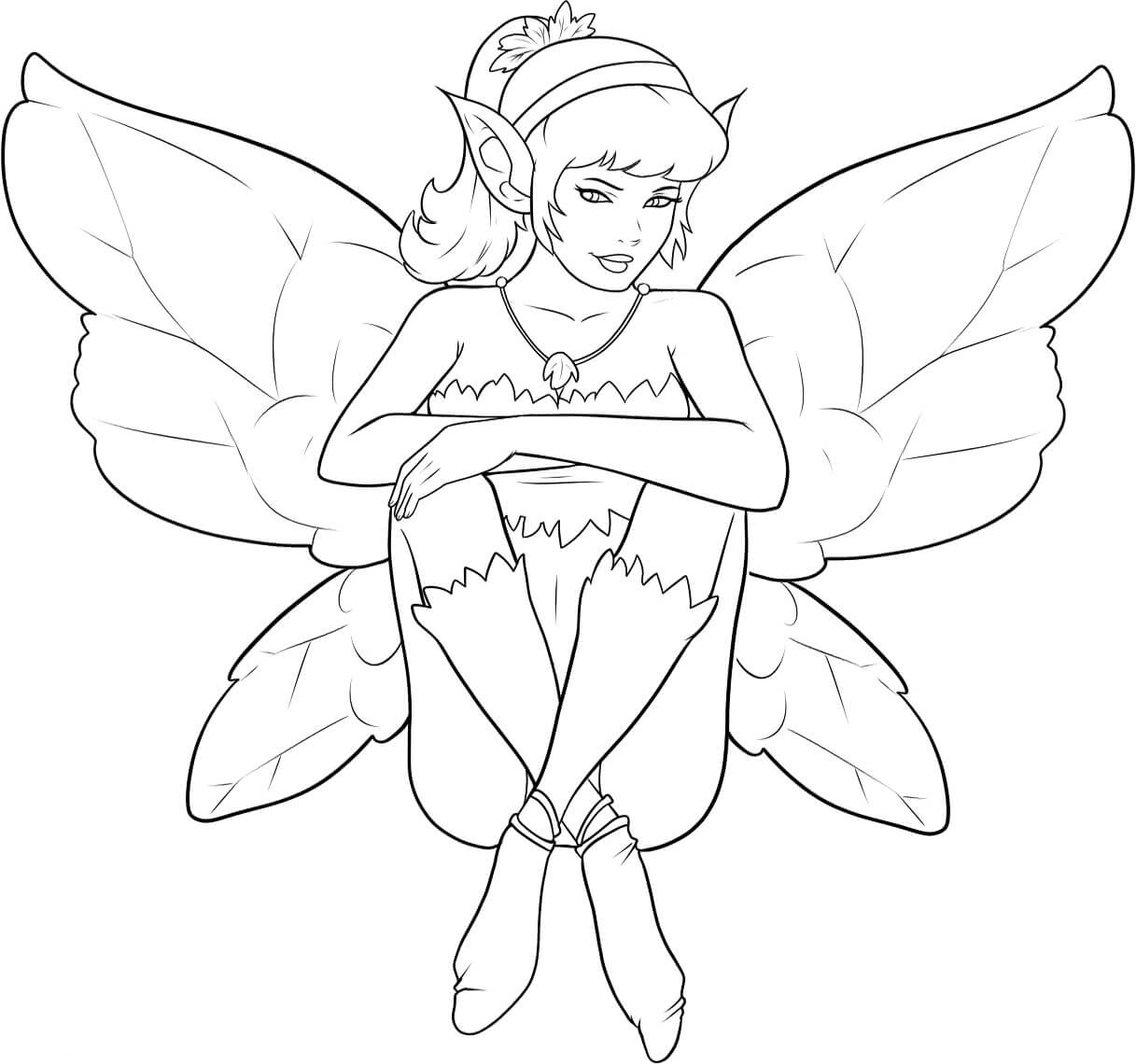 Cute Elf Fairy Coloring Page