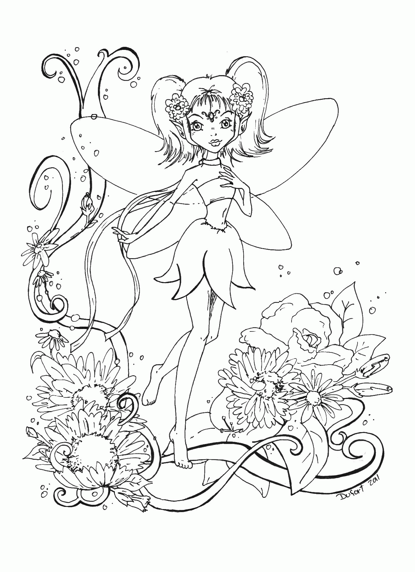 Cute Fairy Coloring Page