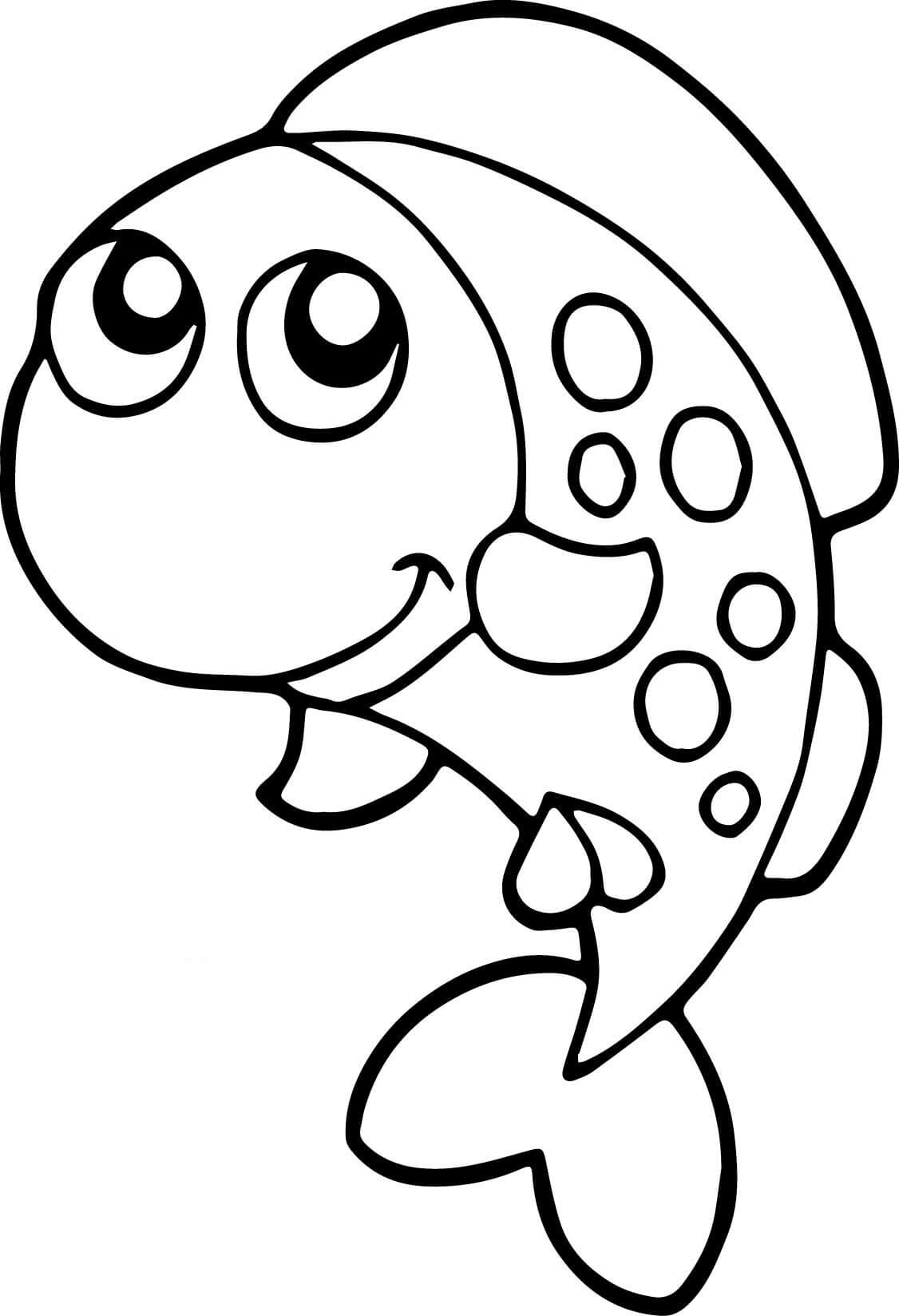 Cute Fish Coloring Page for Kids