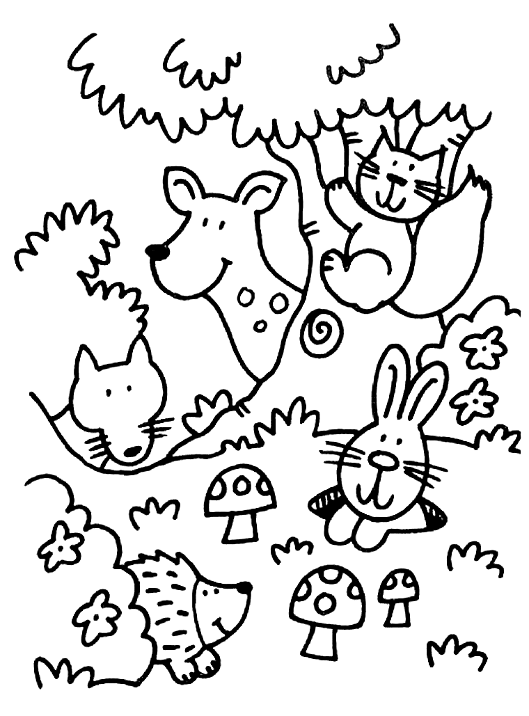 Cute Forest Animals Coloring Pages