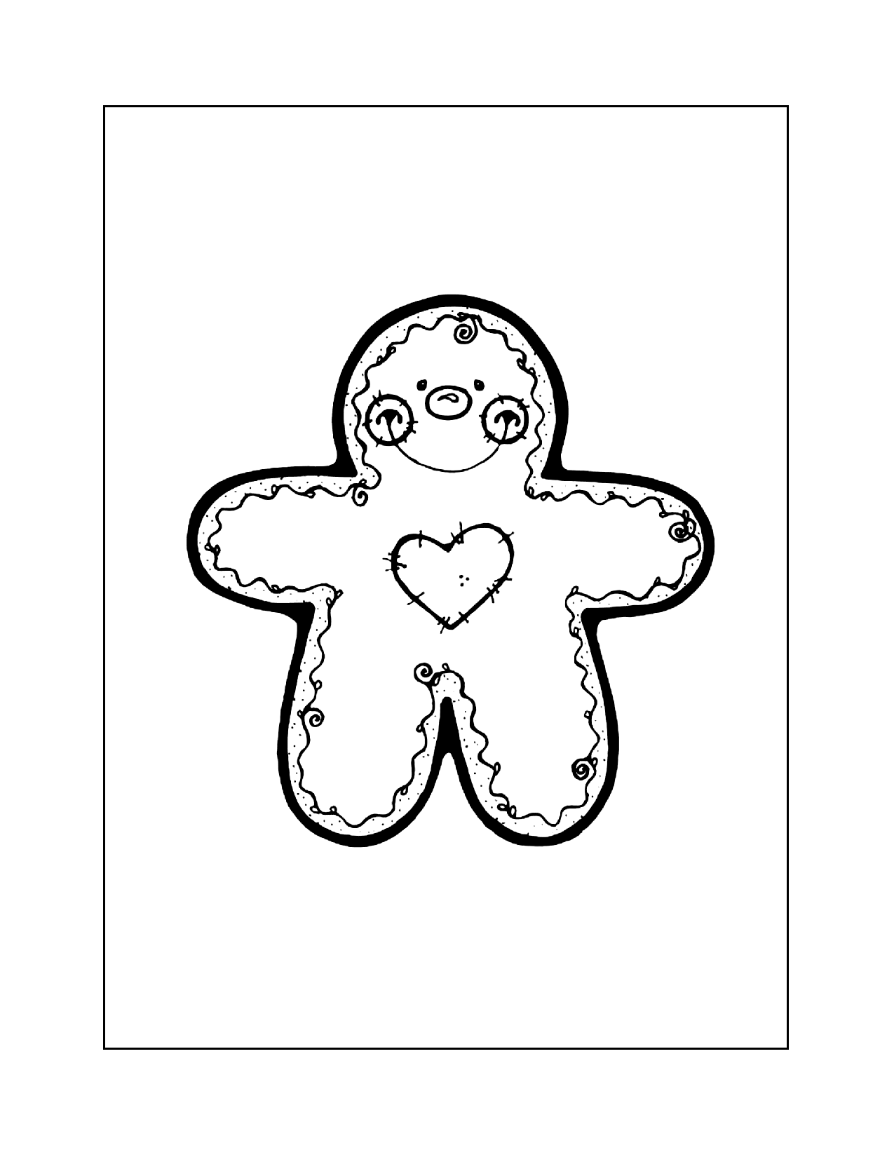 Cute Gingerbread Man Cookie Coloring Page