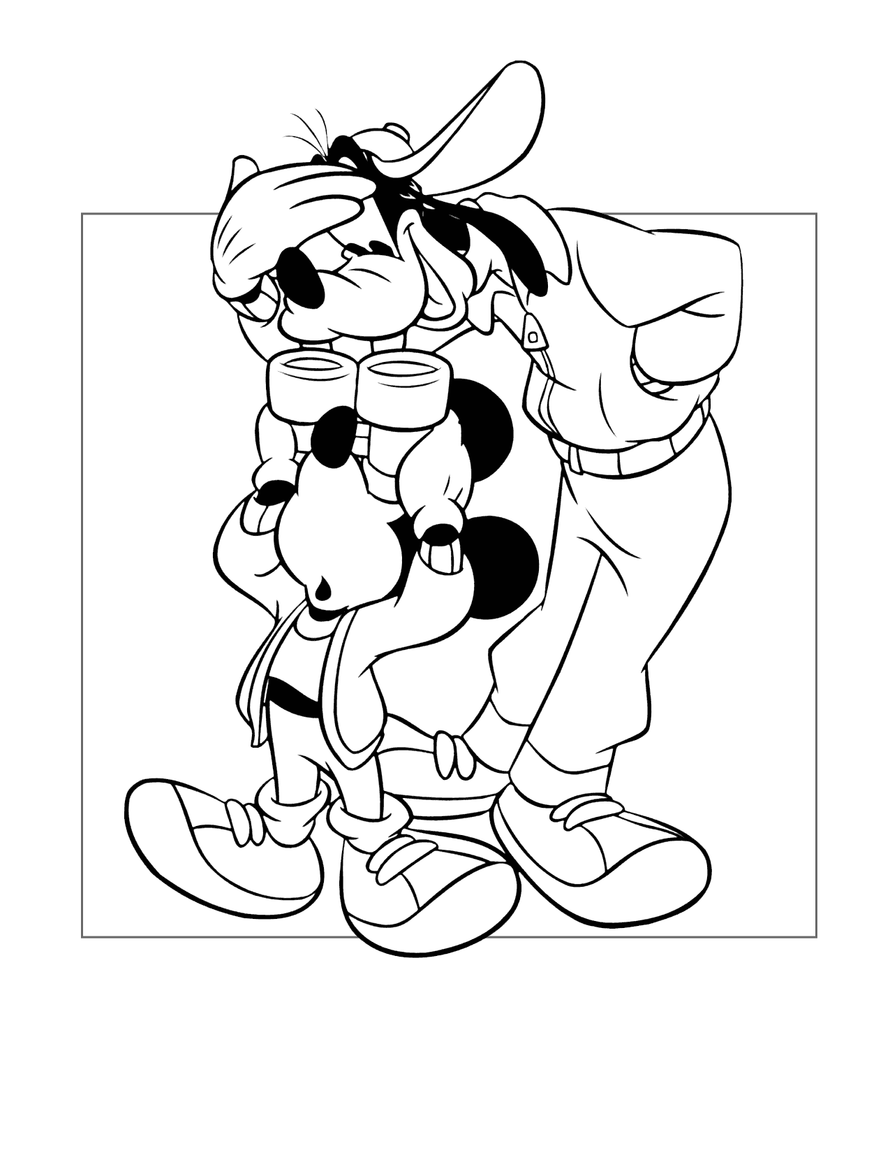 Cute Goofy And Mickey Coloring Page