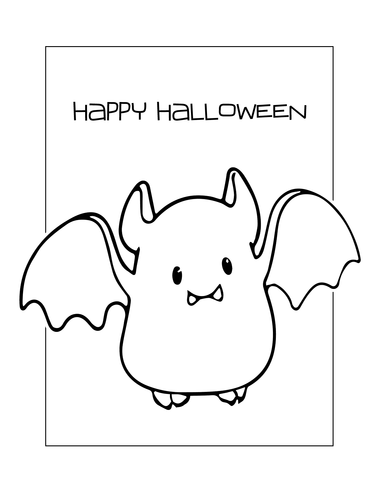 Cute Halloween Bat Coloring Page