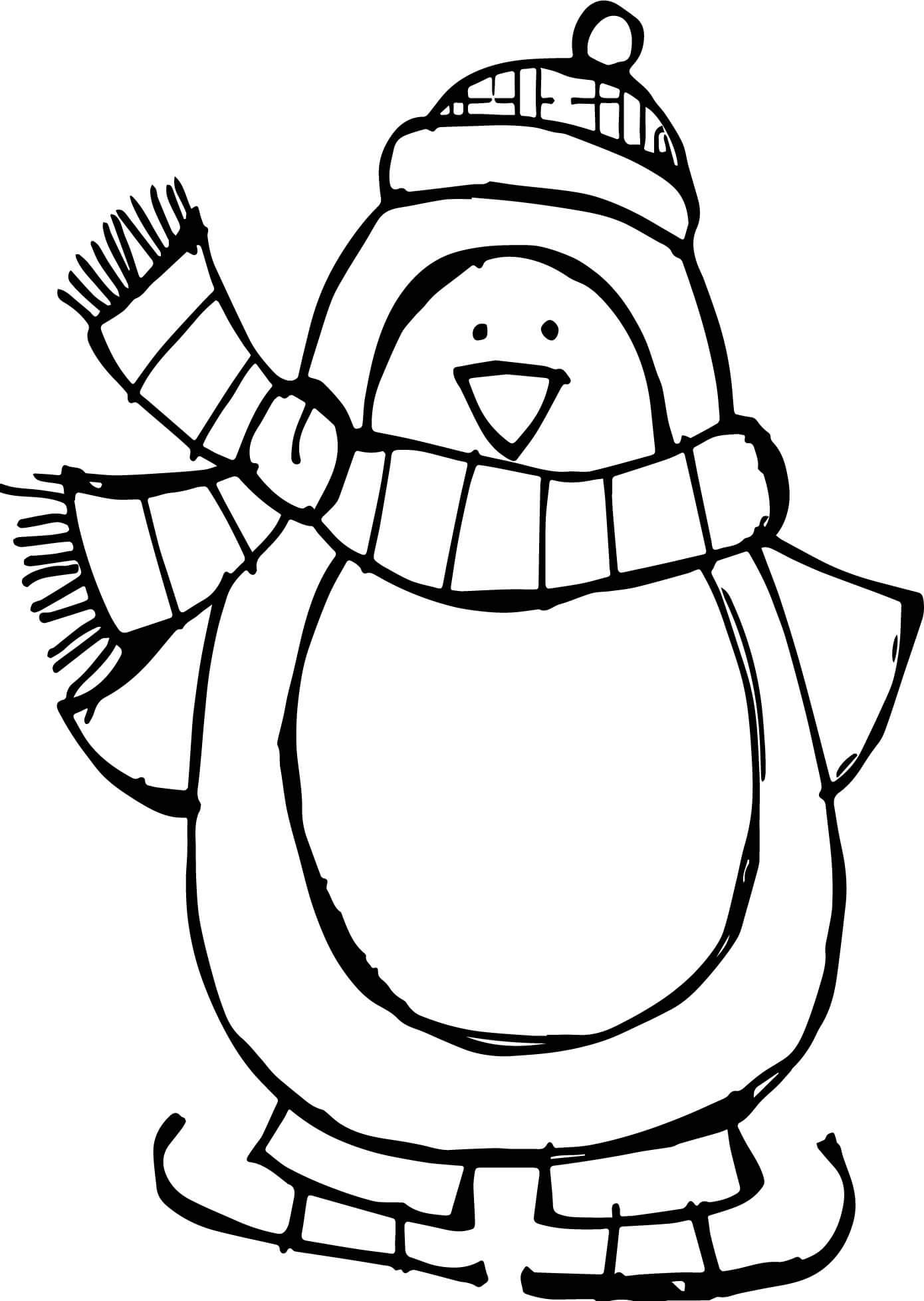 Cute Ice Skating Penguin Coloring Pages