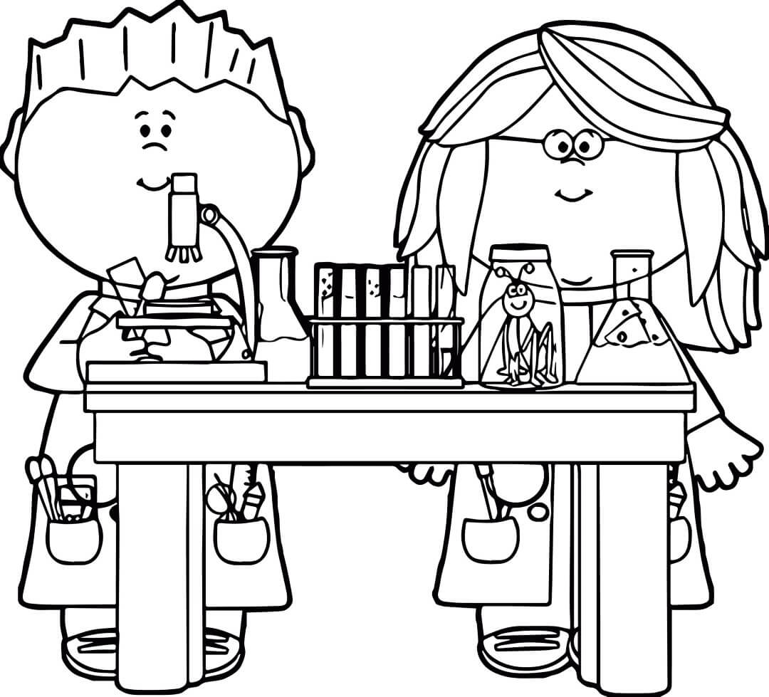 Cute Kids Science Coloring Page