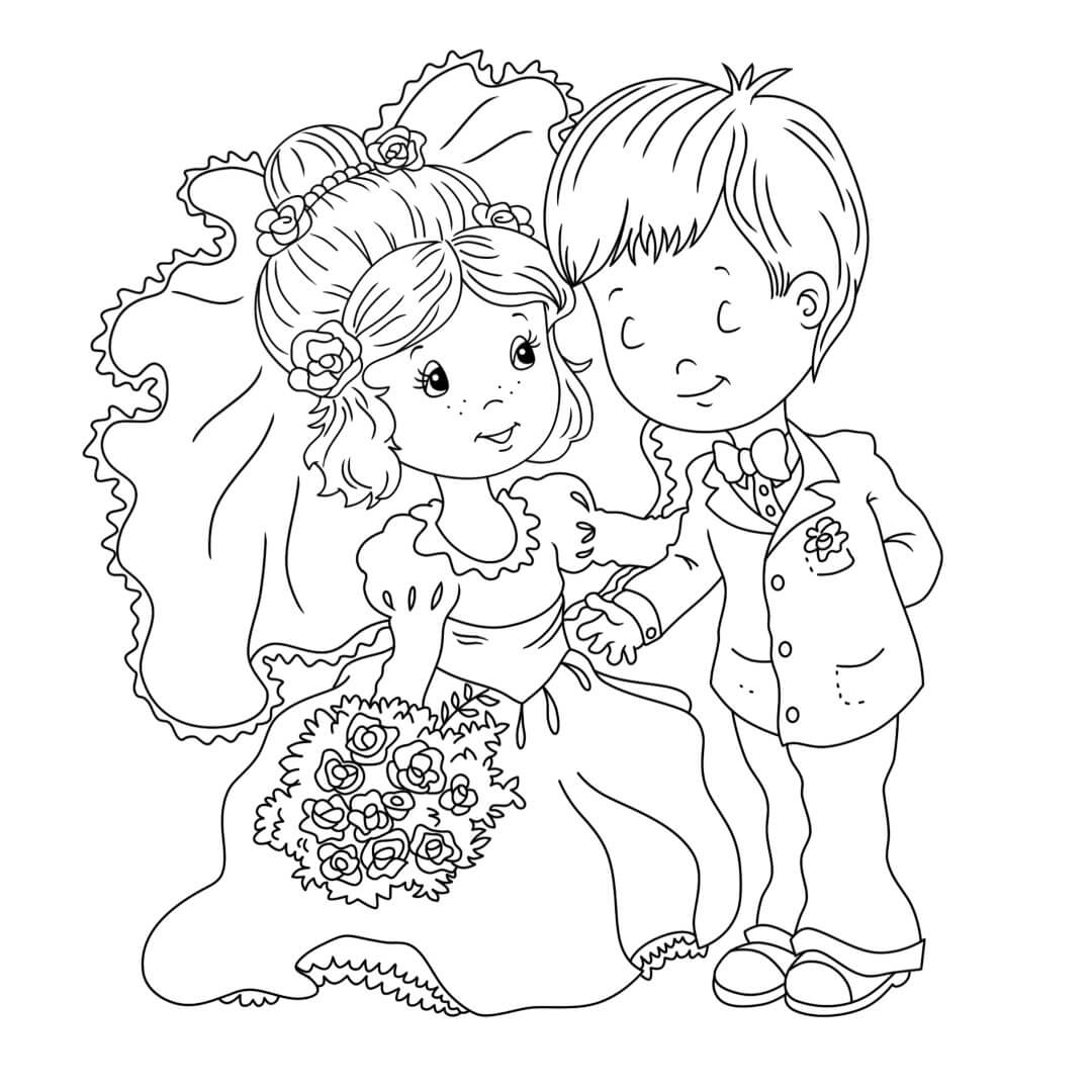 Cute Kids Wedding Coloring Page