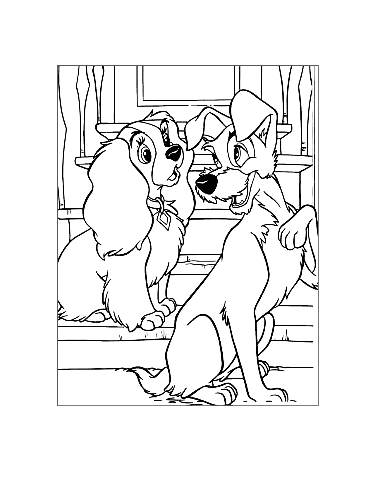 Cute Lady And The Tramp Coloring Page