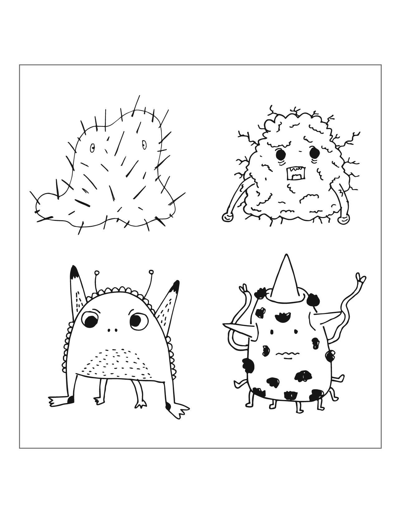 Cute Monster Characters Coloring Page 05