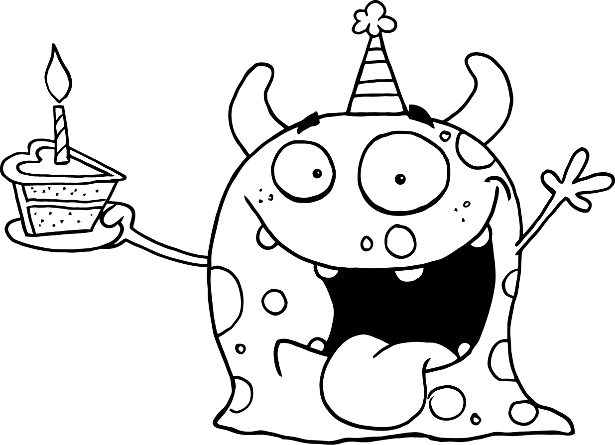 Cute Monster Happy Birthday Coloring Pages