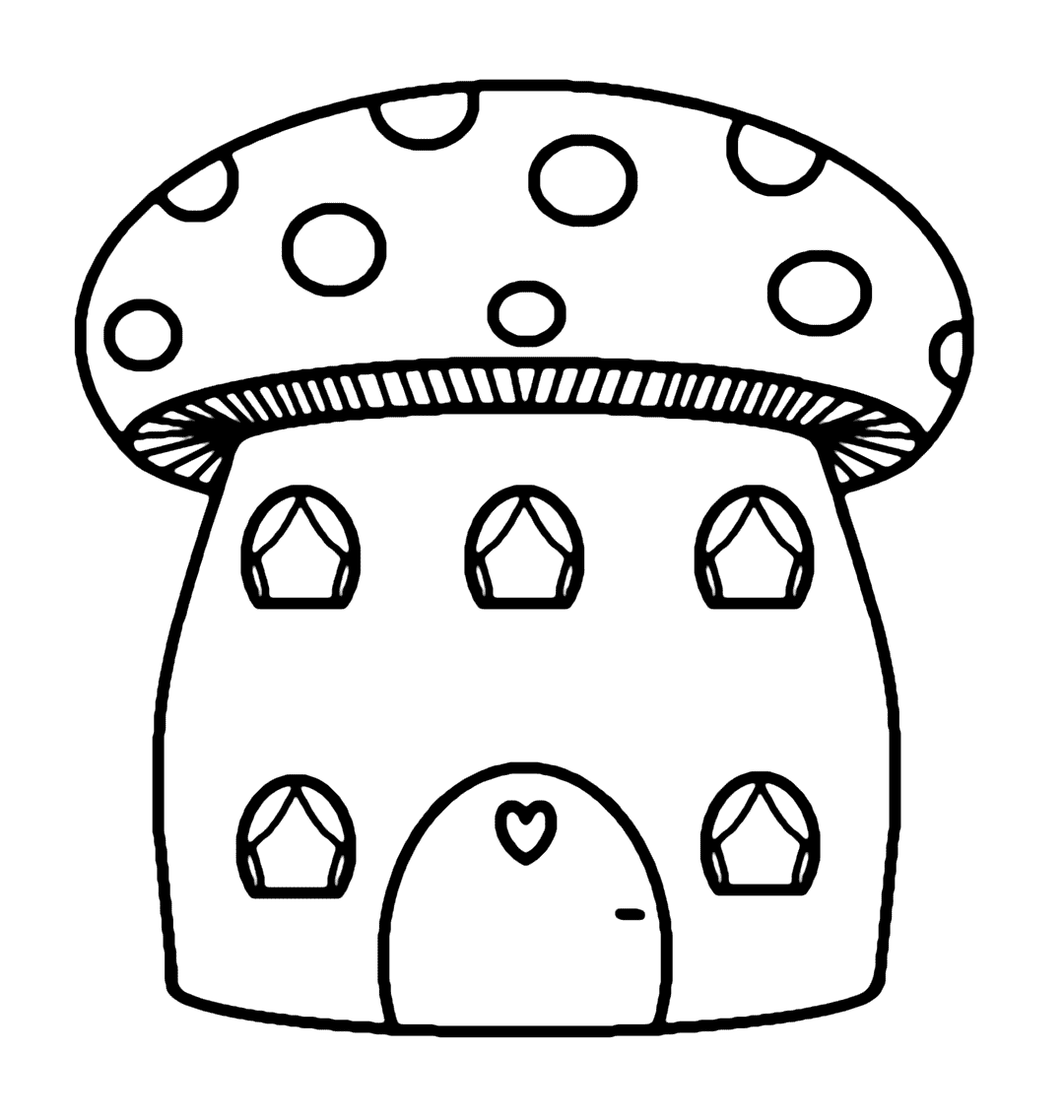 Cute Mushroom Home Coloring Pages