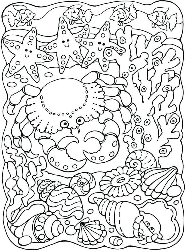 Cute Ocean Creatures Coloring Pages For Adults