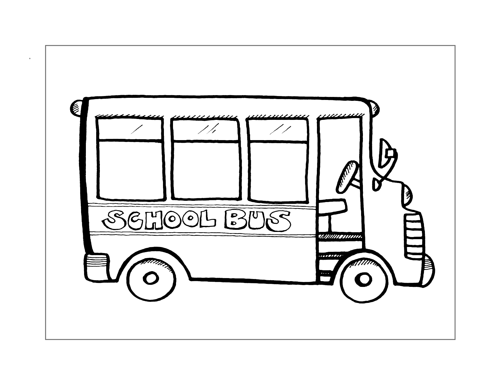 Cute Old School Bus Coloring Page