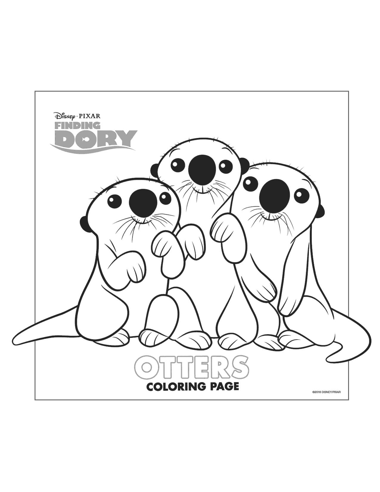 Cute Otters Finding Dory Coloring Pages