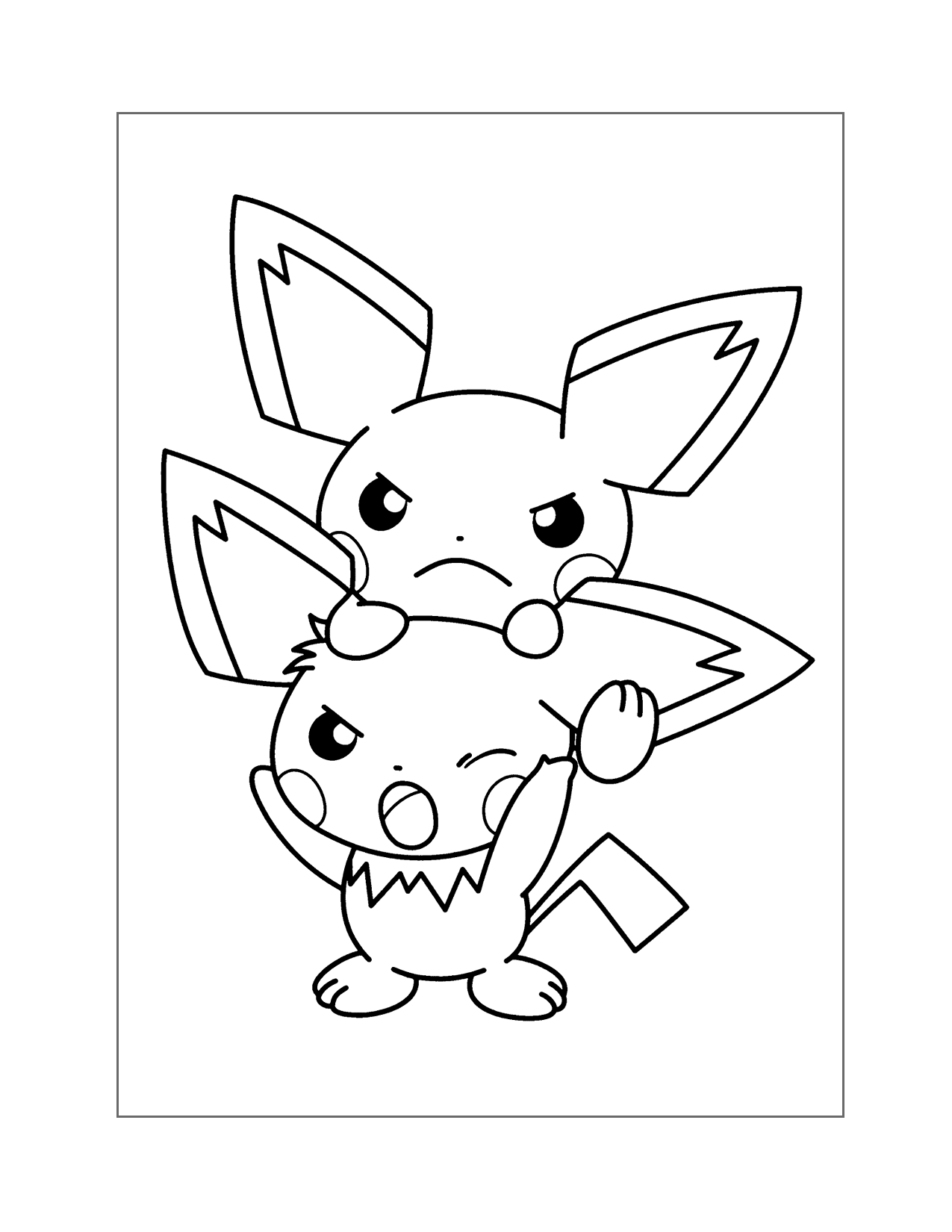 Cute Pikachu Babies Coloring Page