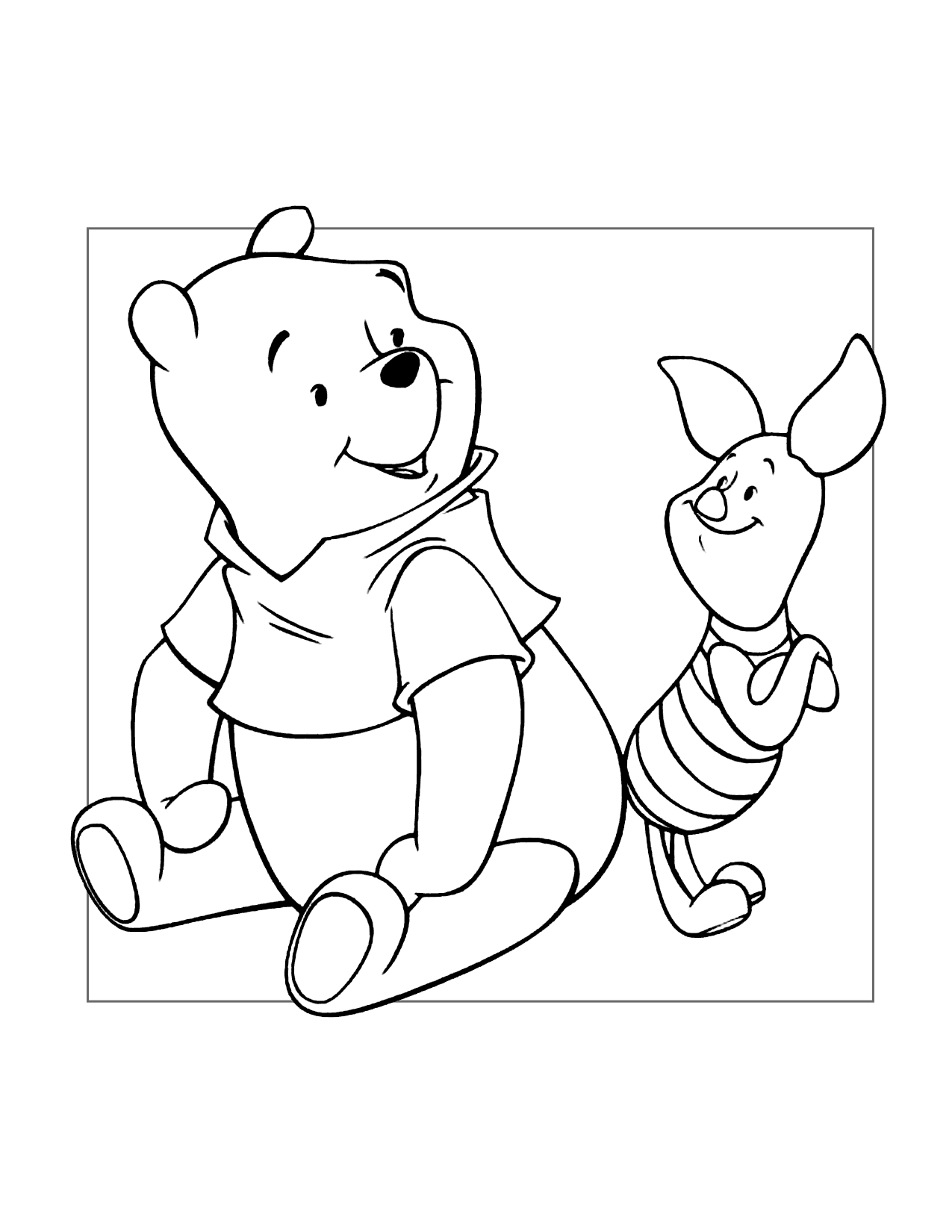 Cute Pooh And Piglet Coloring Page