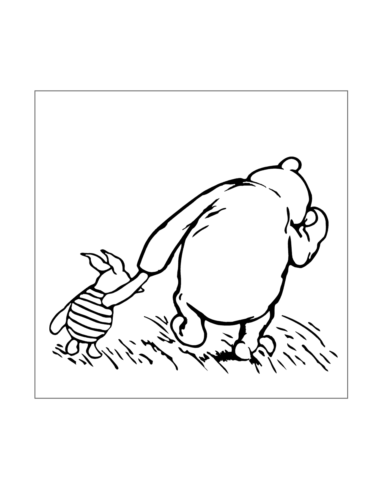 Cute Pooh And Piglet Holding Hands Coloring Page