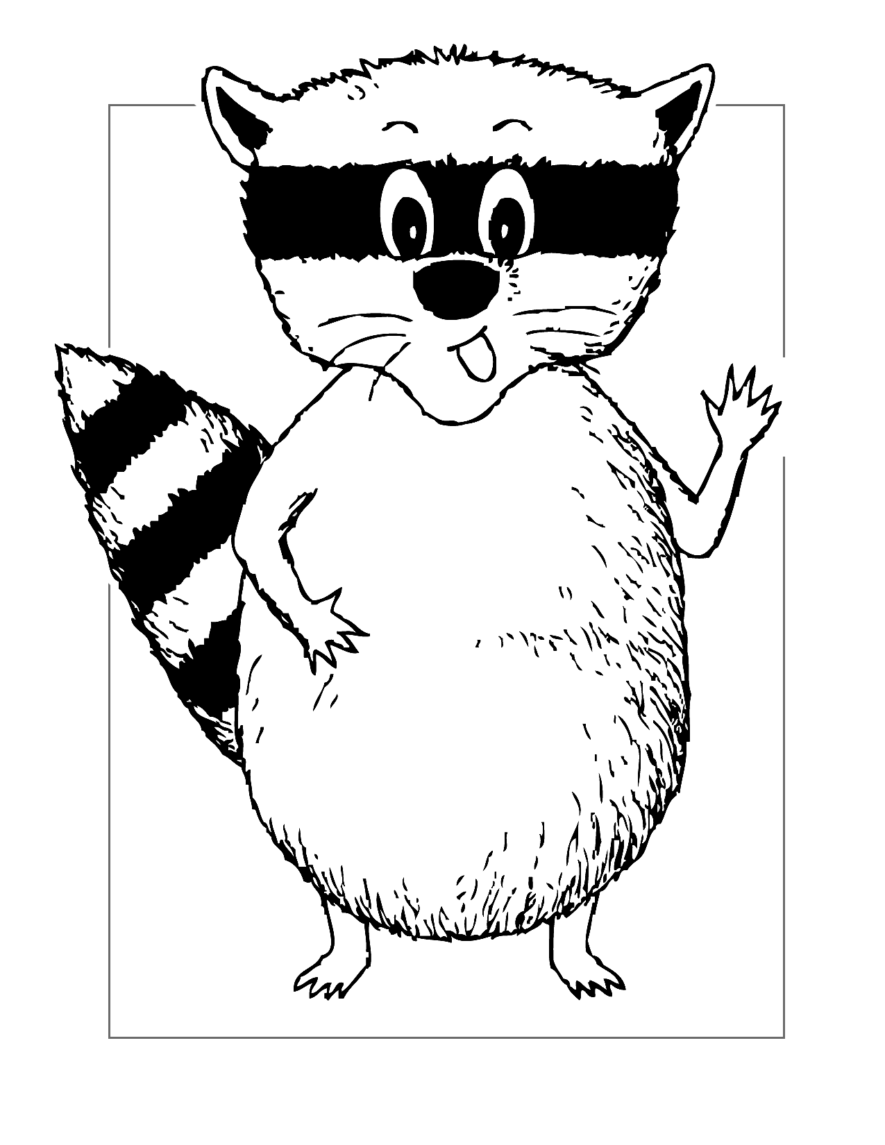 Cute Raccoon Waving Hello Coloring Page