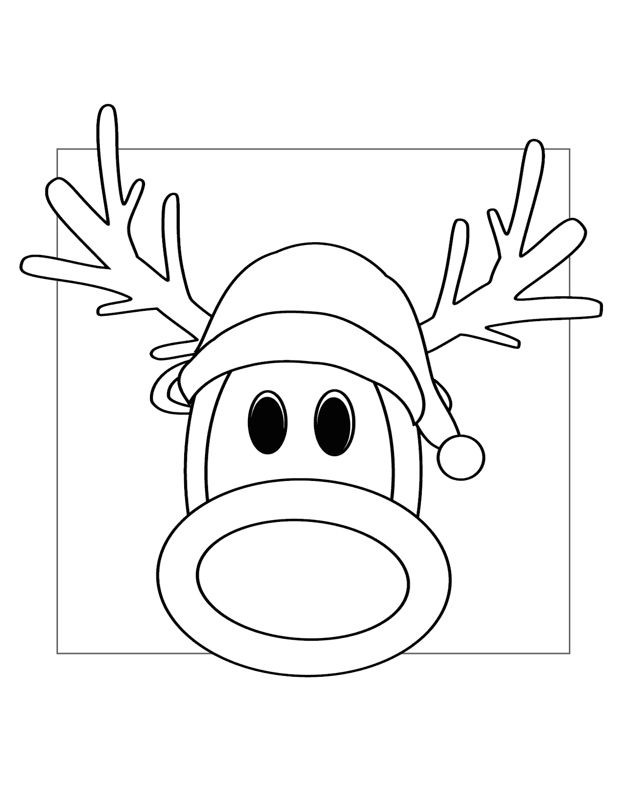 Cute Reindeer With Big Nose Coloring Page