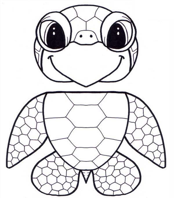 Cute Sea Turtle Coloring Page for Kids