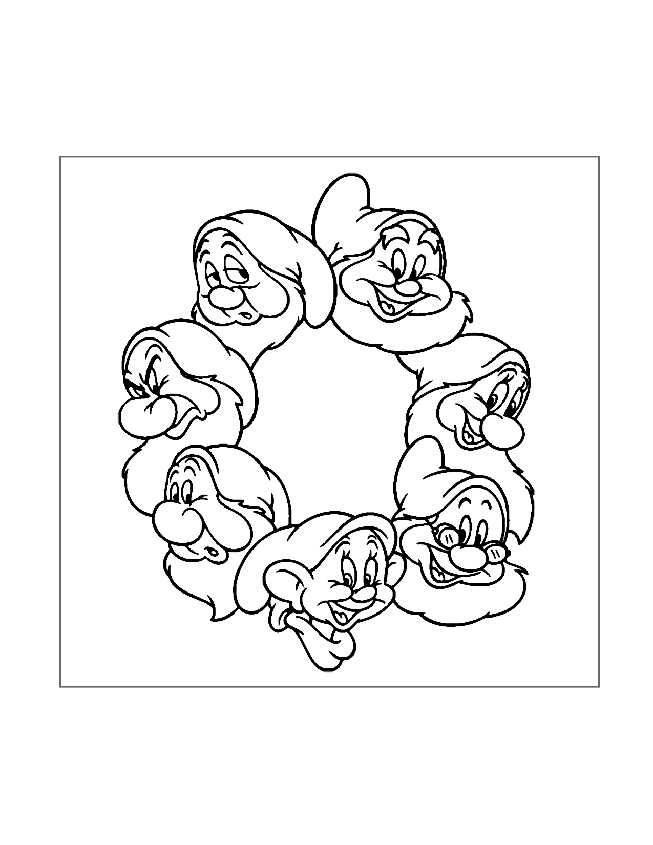 Cute Seven Dwarfs Coloring Page