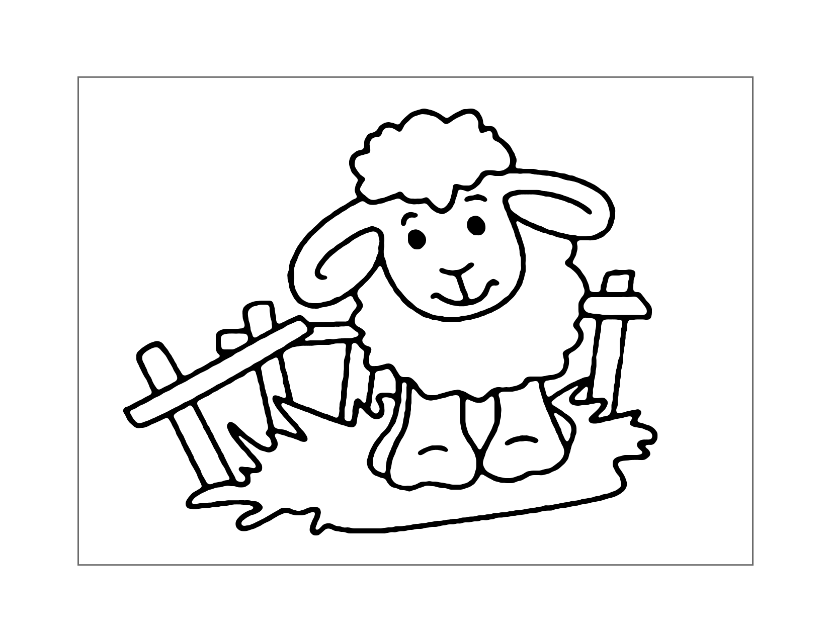 Cute Sheep In Fence Coloring Page