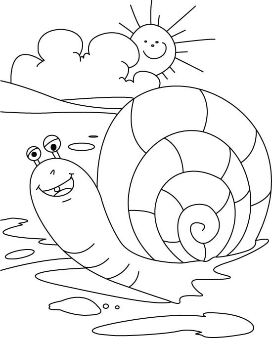 Cute Snail Scene Coloring Page