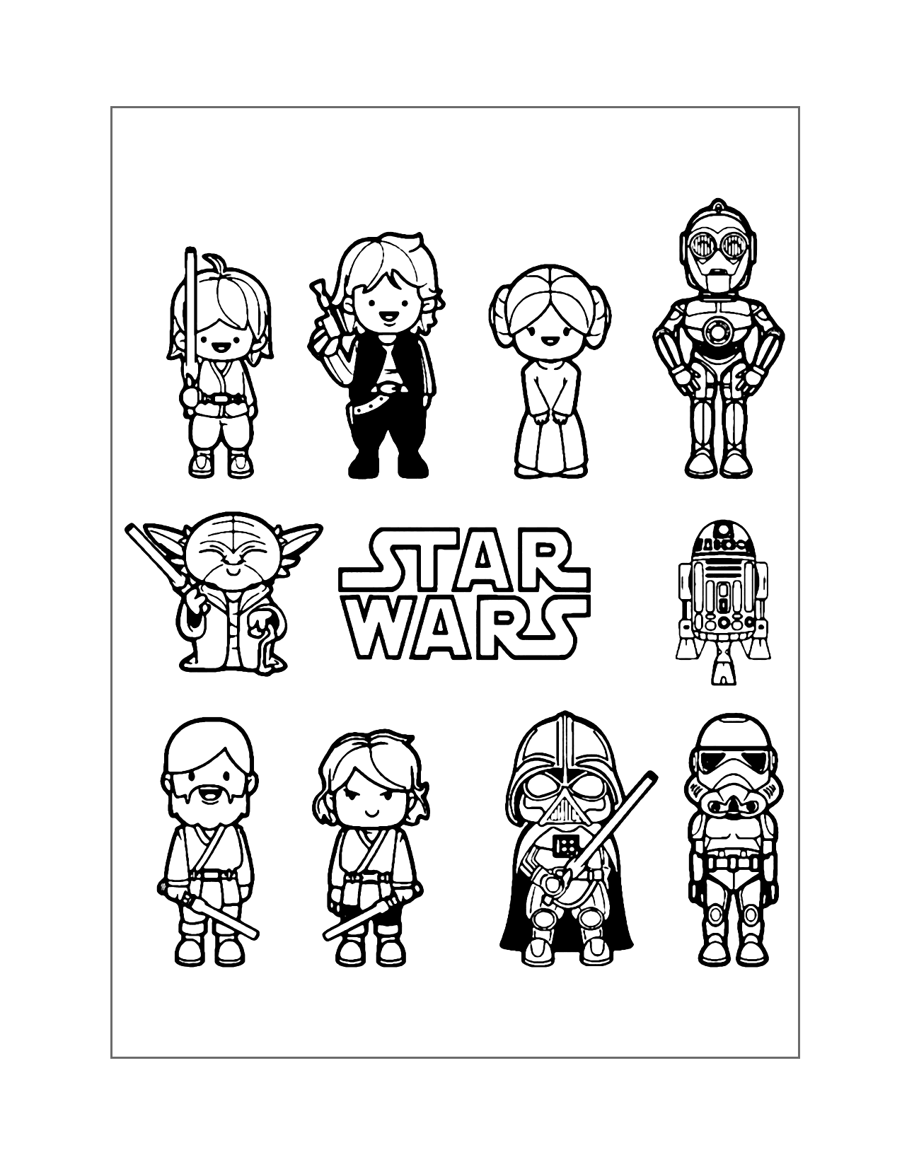 Cute Star Wars Characters Coloring Page
