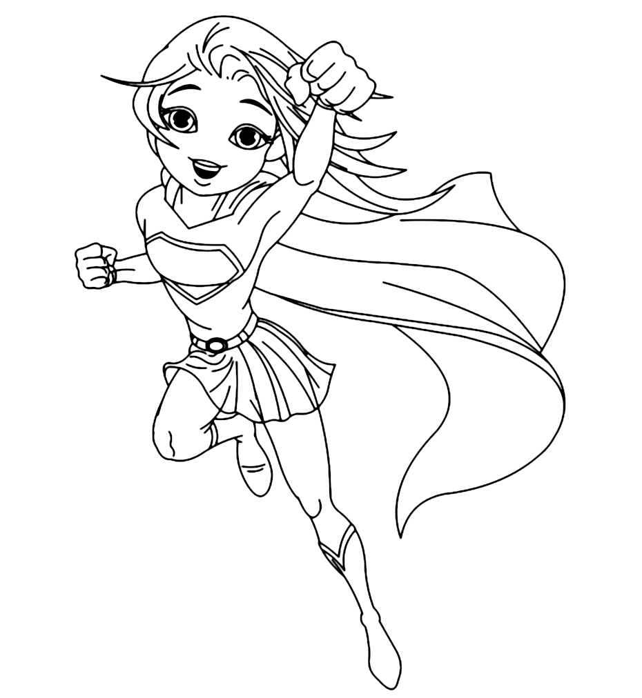 Cute Supergirl Coloring Page