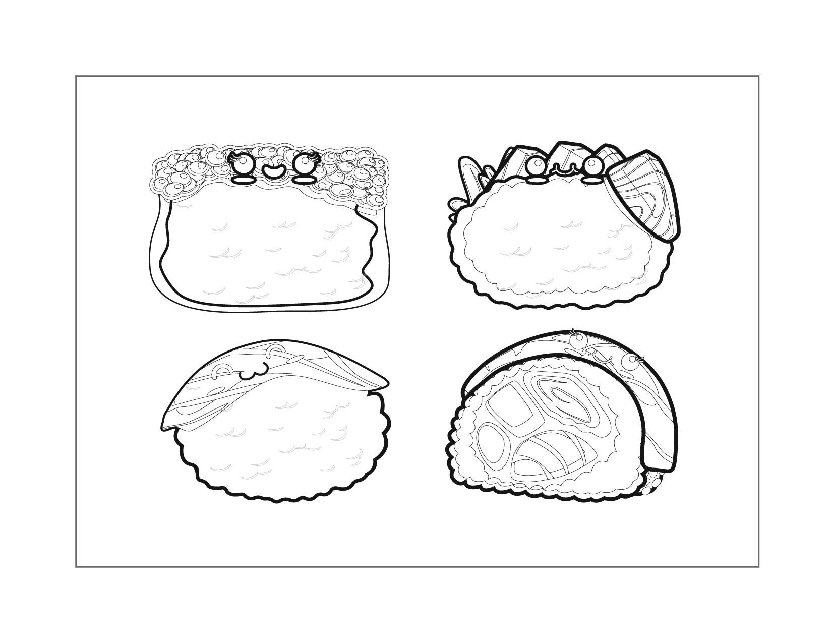 Cute Sushi Coloring Page