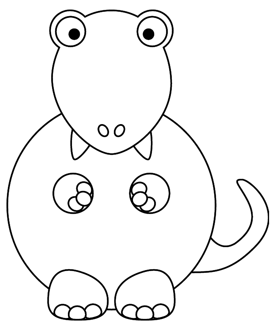 Cute T Rex Dinosaur Coloring Page For Preschool