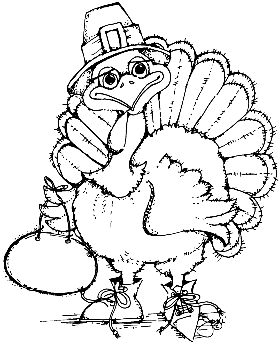 Cute Thanksgiving Turkey Coloring Page