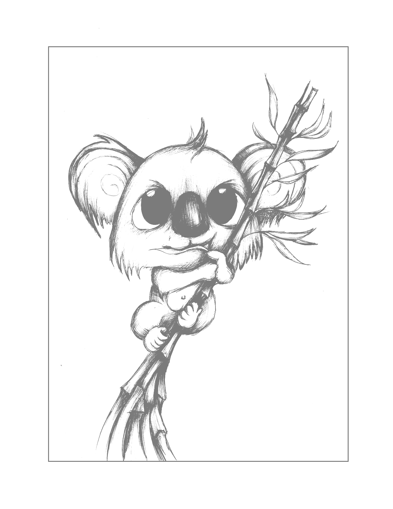 Cute Traceable Koala Drawing For Coloring