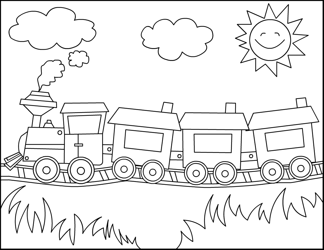 Cute Train Coloring Page For Kids