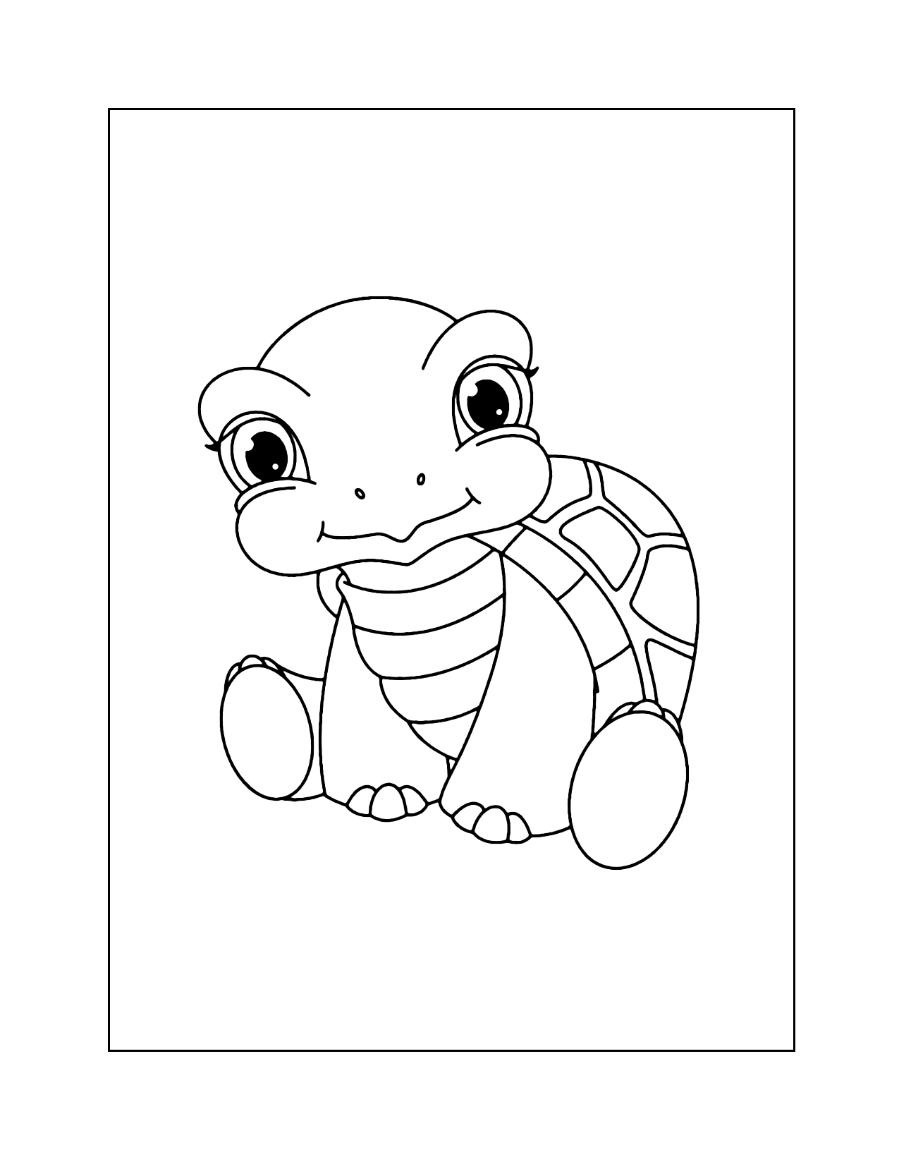 Cute Turtle Sitting Coloring Page