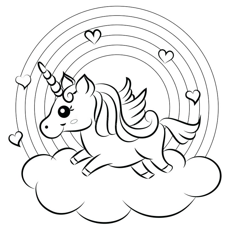 Cute Unicorn and Rainbow Coloring Pages