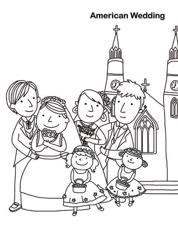 Cute Wedding Day Coloring Page