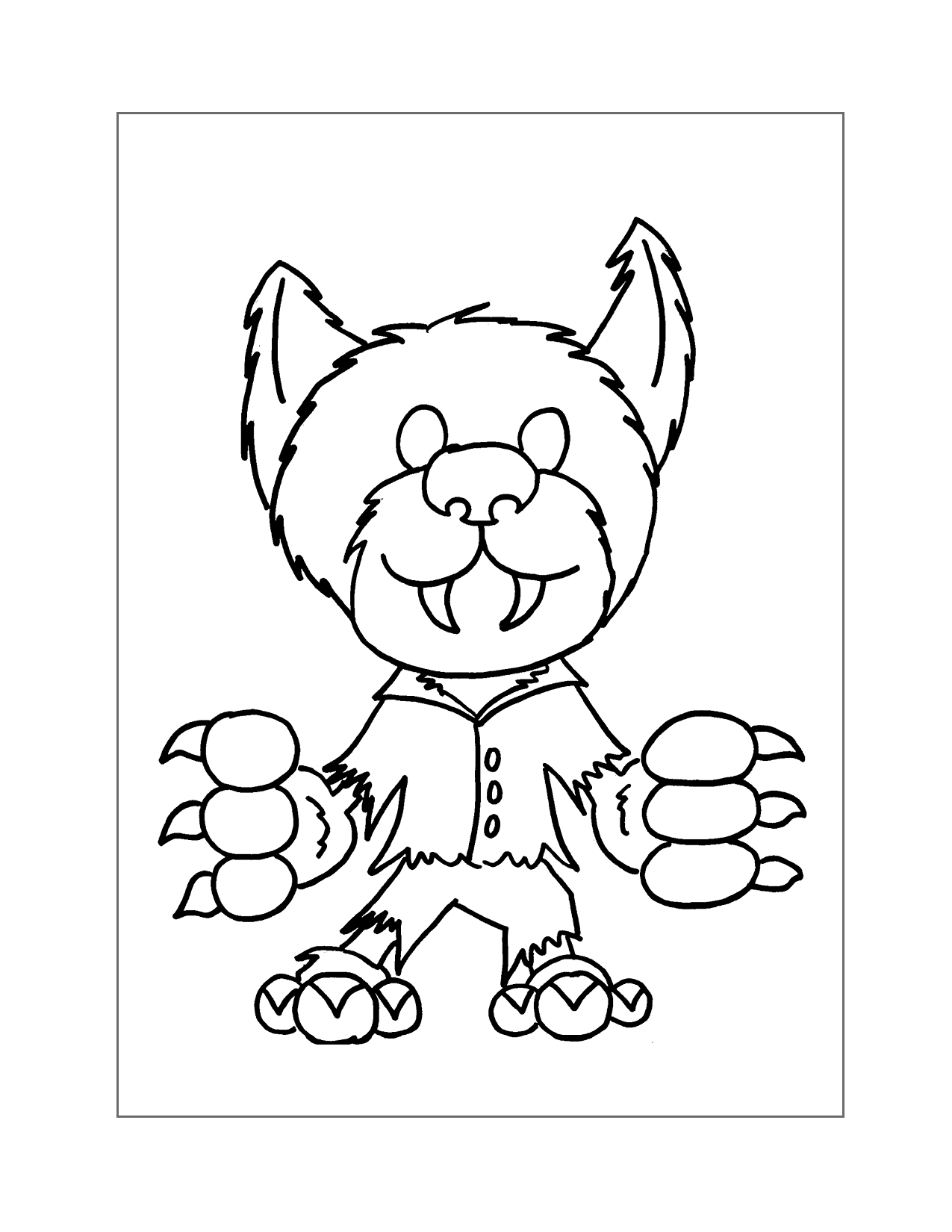 Cute Werewolf Drawing Coloring Page