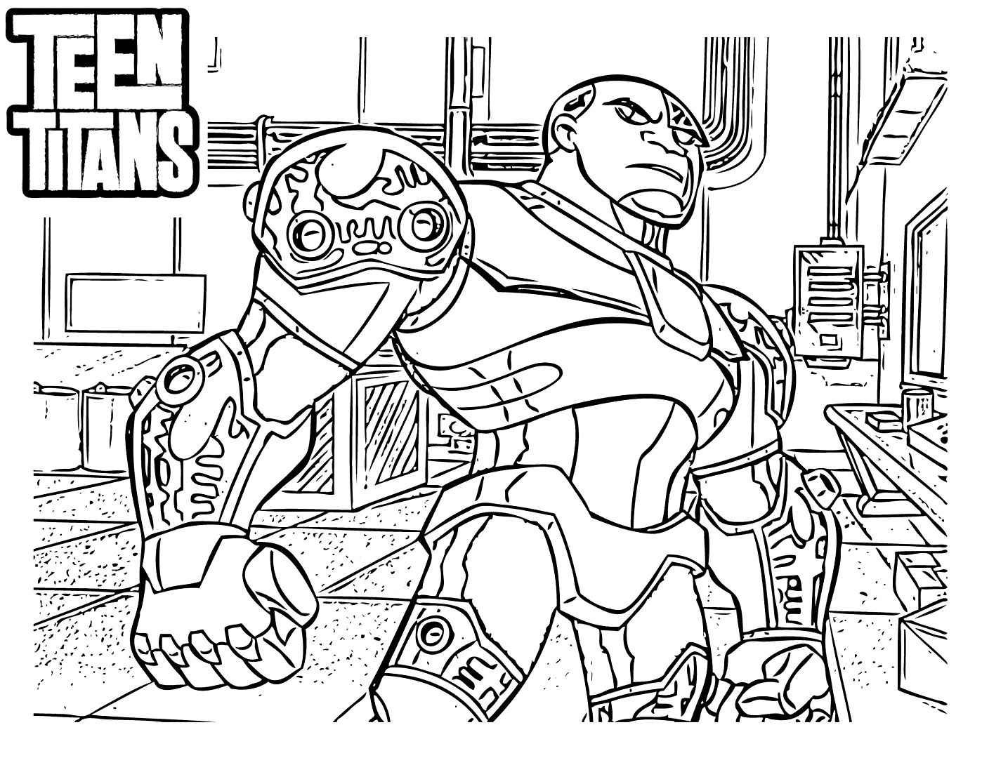 Cyborg Teen Titans Coloring Page