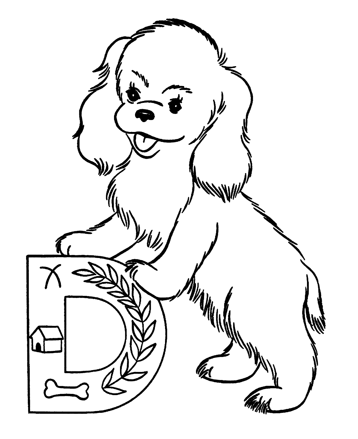 D for Dog Puppy Coloring Page