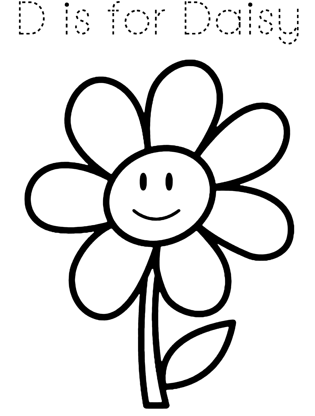 D Is For Daisy Coloring Page
