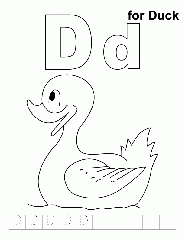 D is for Duck Coloring Page for Preschool