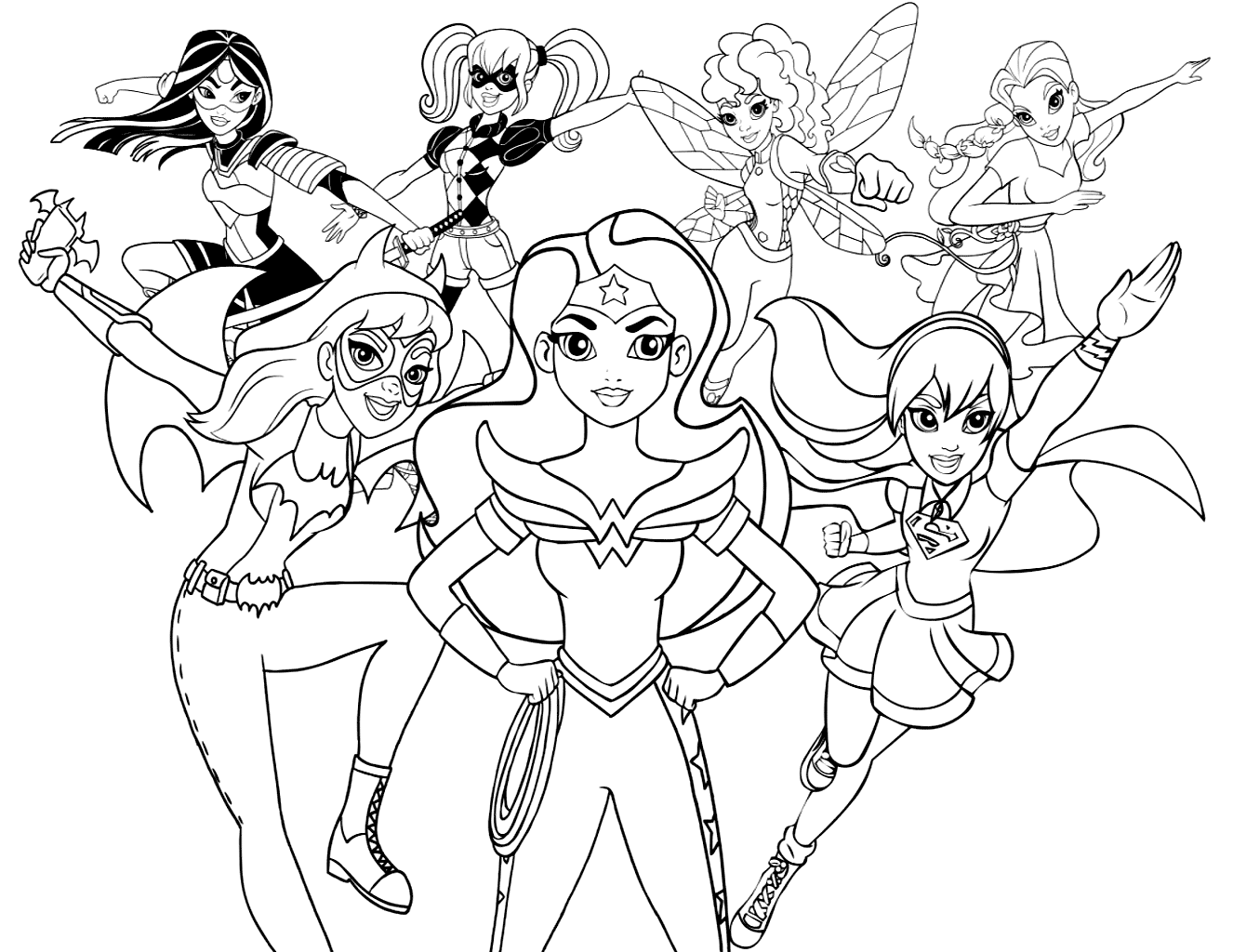 Dc Superhero Girls Characters Coloring Page