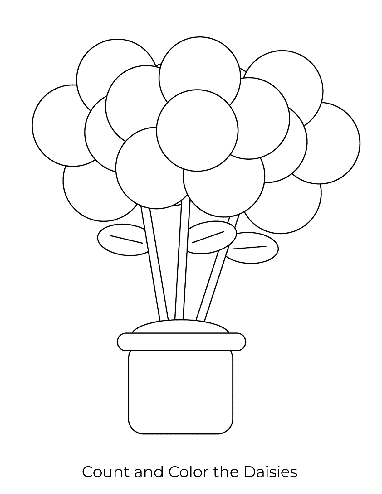 Daisy Flower Pot Coloring Worksheet