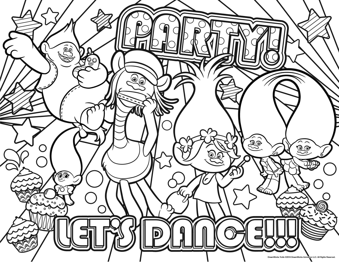 Dance Trolls Coloring Pages 1