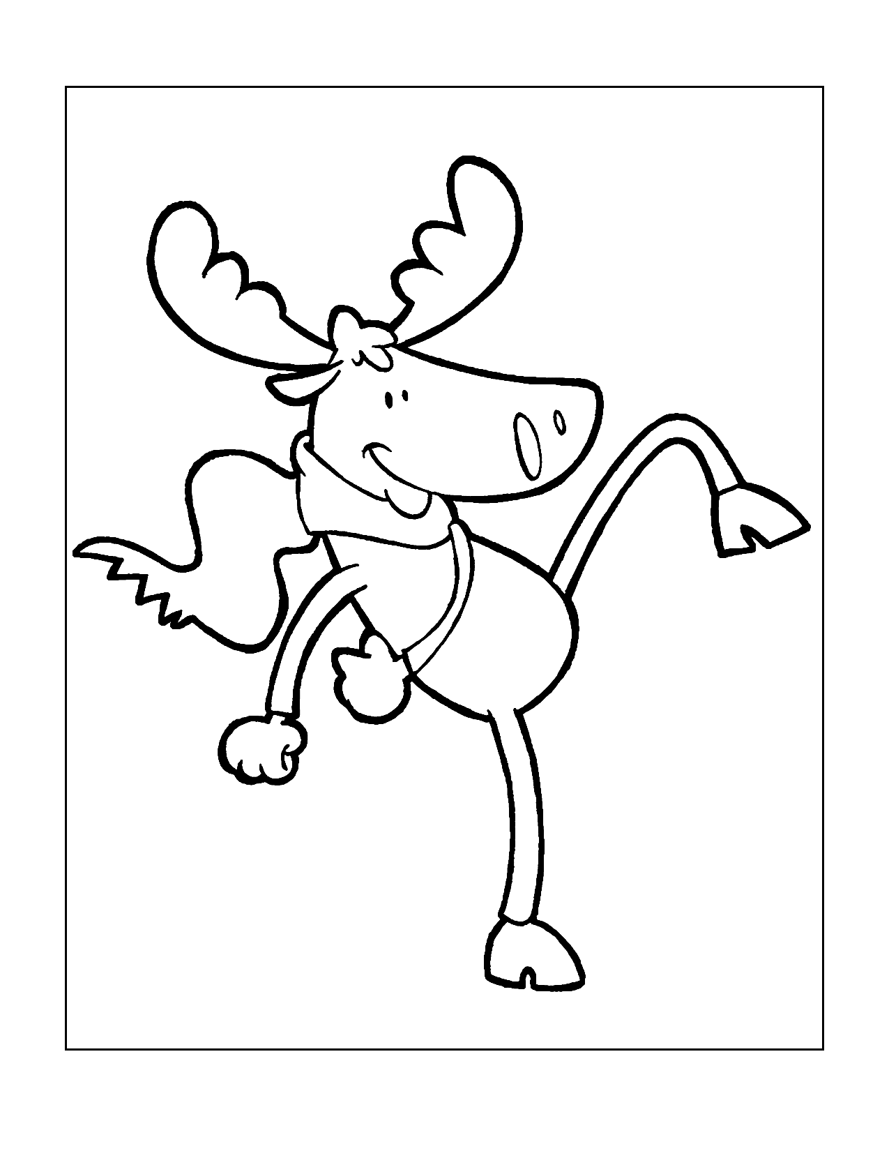 Dancing Cartoon Deer Coloring Page