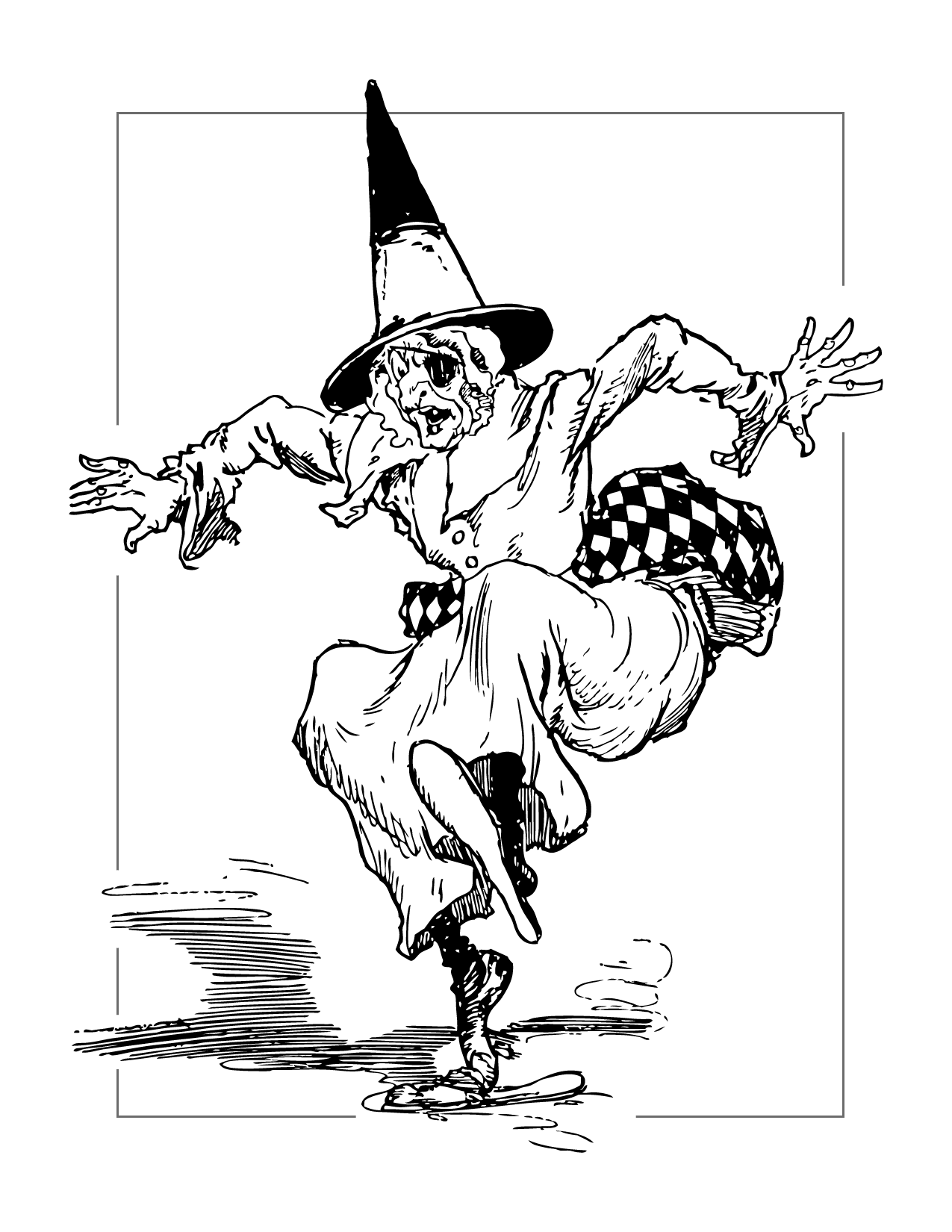 Dancing Witch Coloring Page