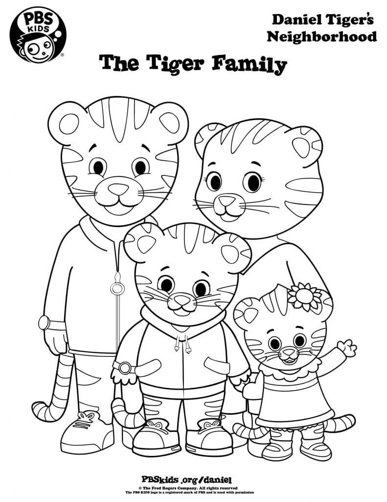 Daniel Tiger Family Coloring Page