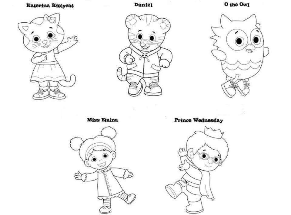 Daniel Tiger Characters Coloring Pages
