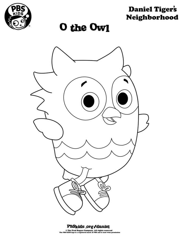 Daniel Tiger Owl Coloring Page