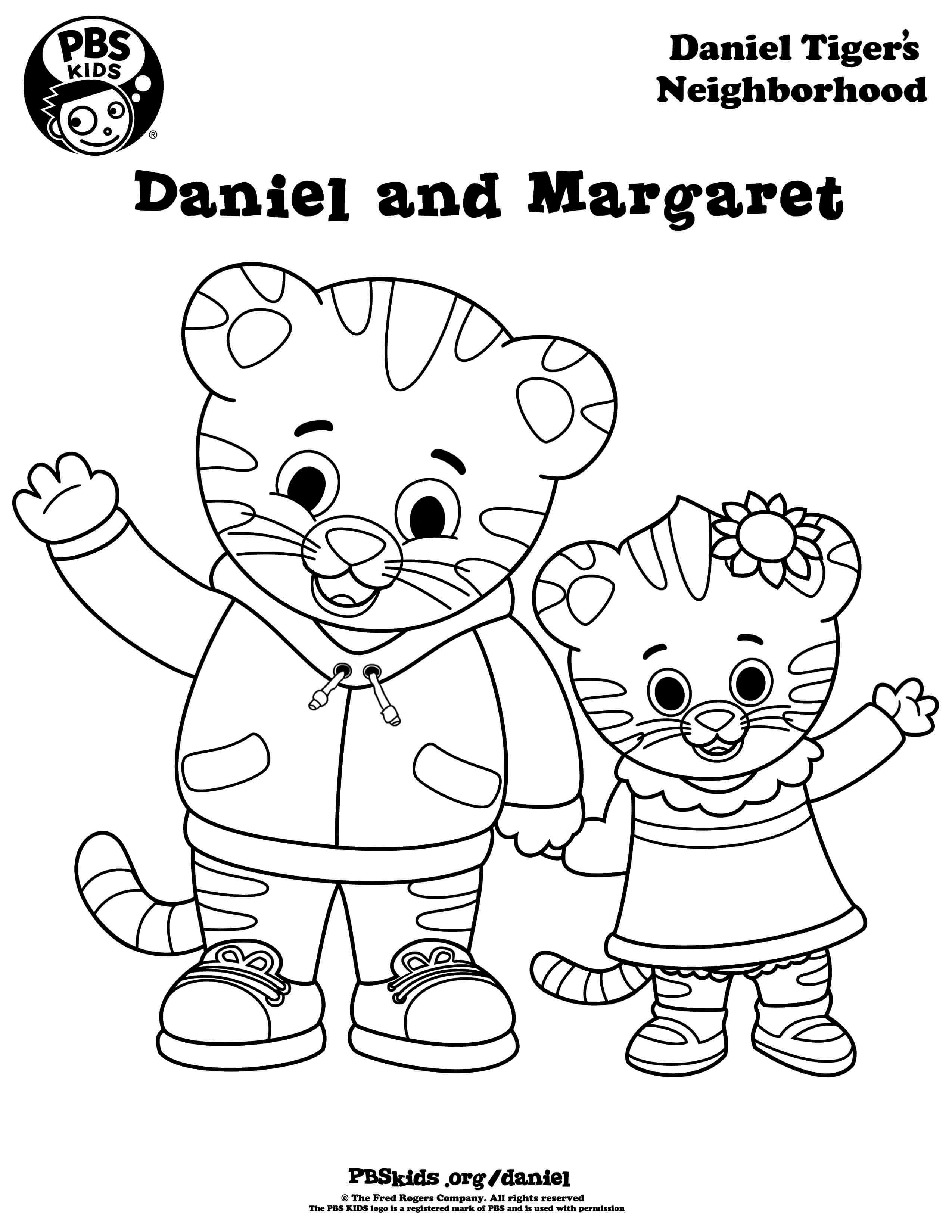 Daniel Tiger and Margaret Coloring Page